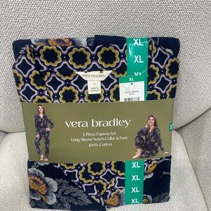 Brand New Womens Vera Bradley Navy Floral Pajama Set XL